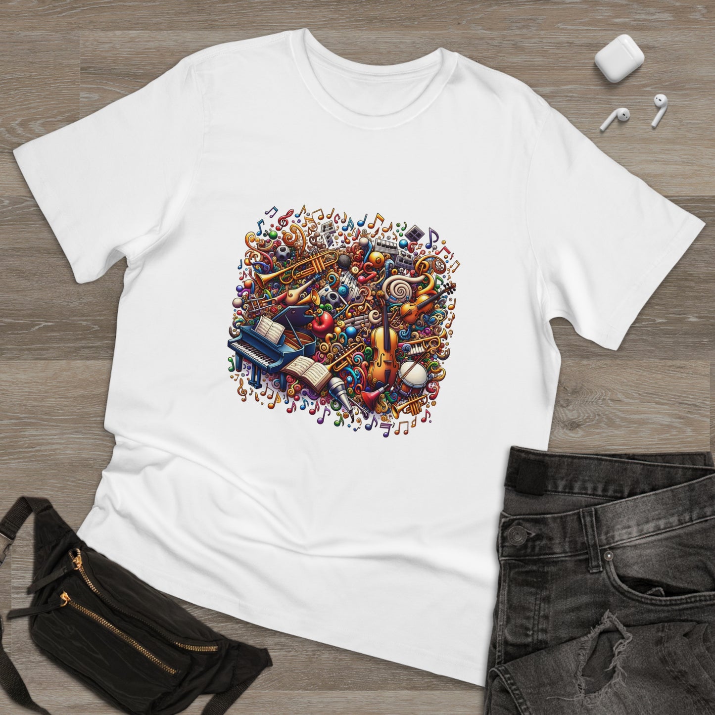 Melody Mania: Cartoon Music Notes and Instruments T-Shirt
