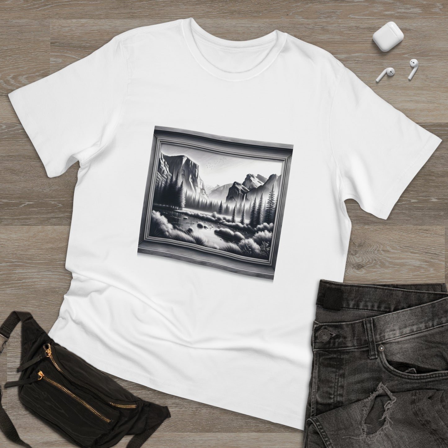 Wilderness Reflections: Monochrome National Parks Sketch
