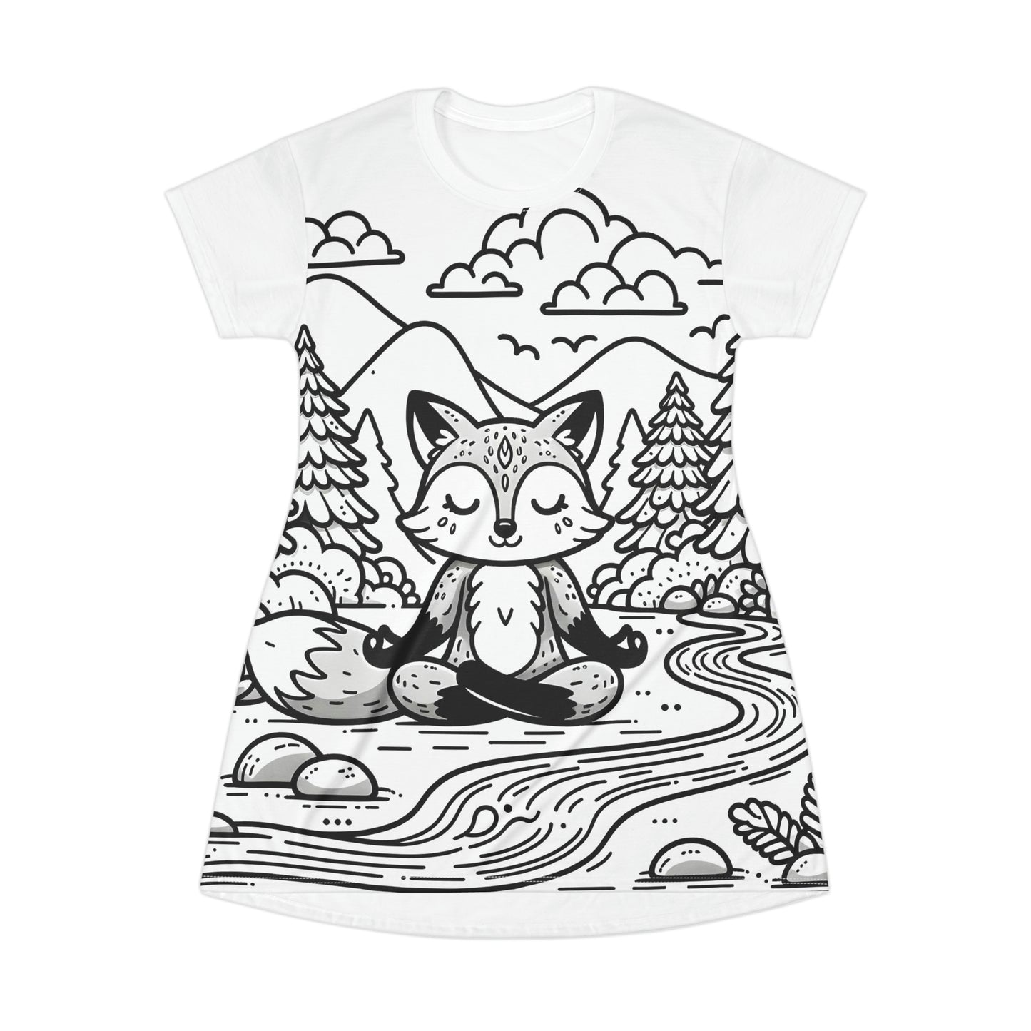 Meditating Fox by the Serene Stream T-Shirt
