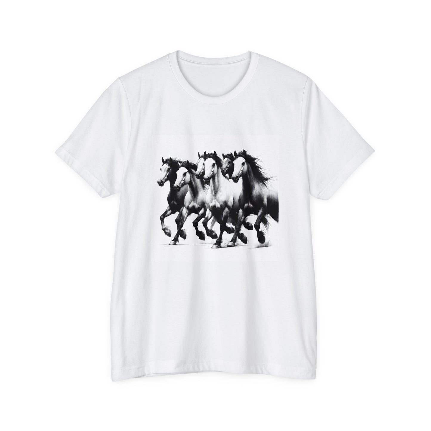 Majestic Gallop: Monochrome Horse Herd Tee