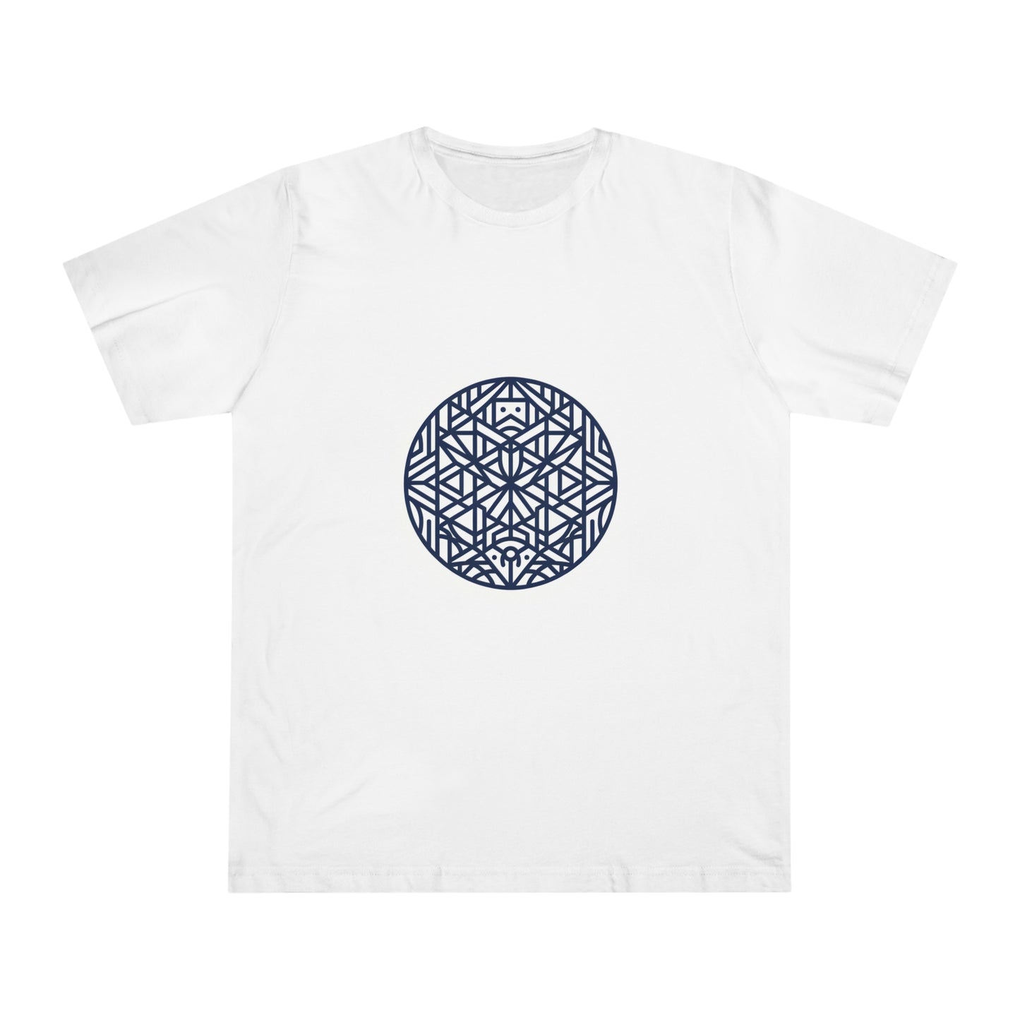 Geometric Nature Patterns: Indigo Monochrome Tee