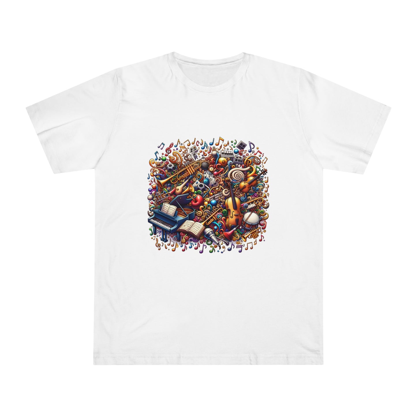 Melody Mania: Cartoon Music Notes and Instruments T-Shirt