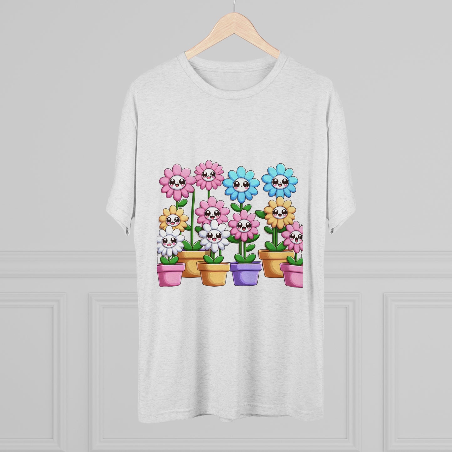 Cheerful Blossoms Kawaii Cartoon Flowerpot Tee