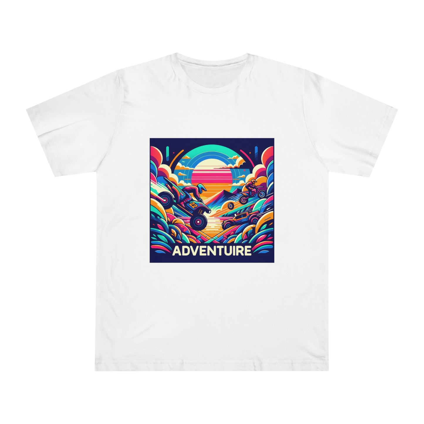 Neon Adventure Rush T-Shirt: Acid Art Extravaganza