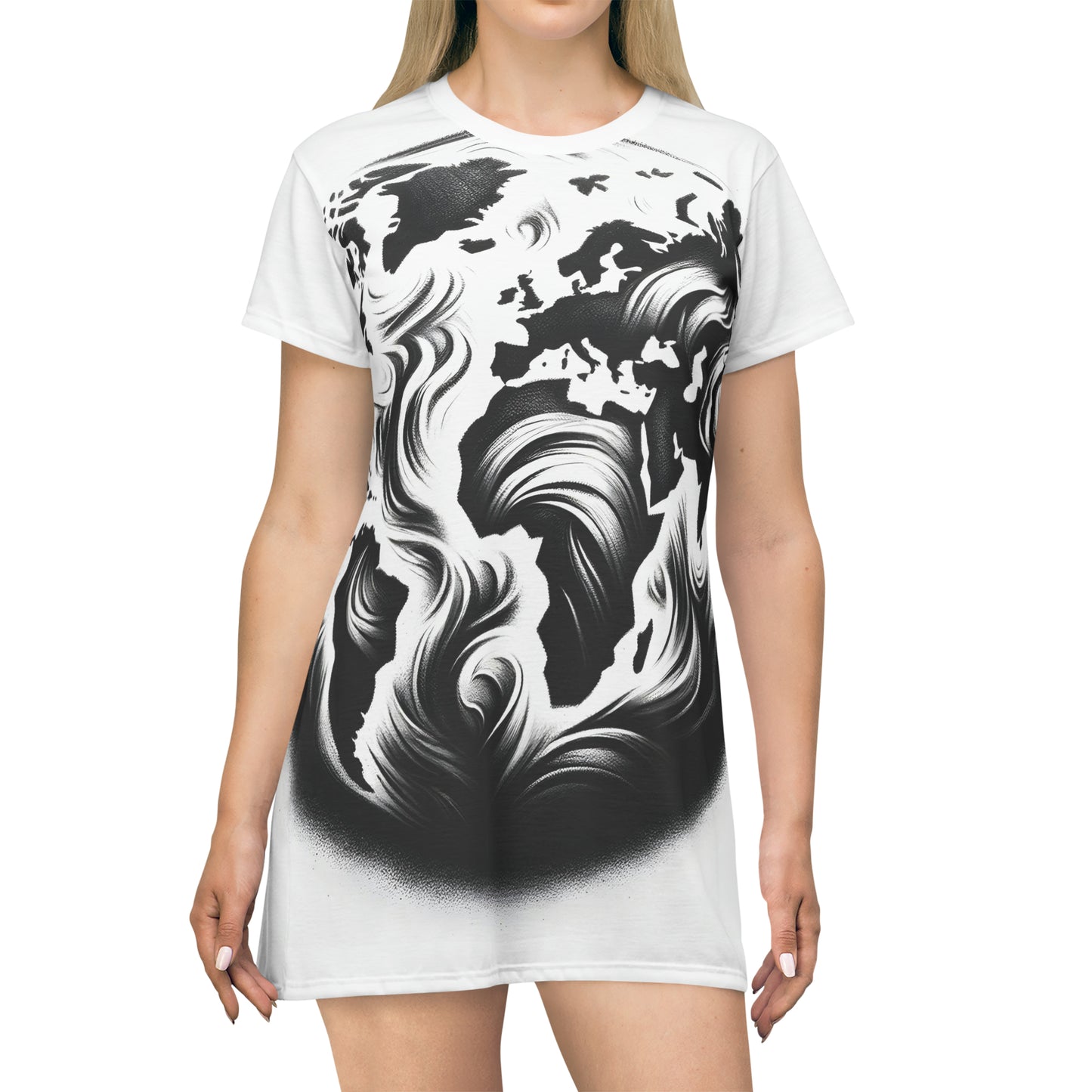 Worldly Shadows: Monochrome Map Masterpiece T-Shirt