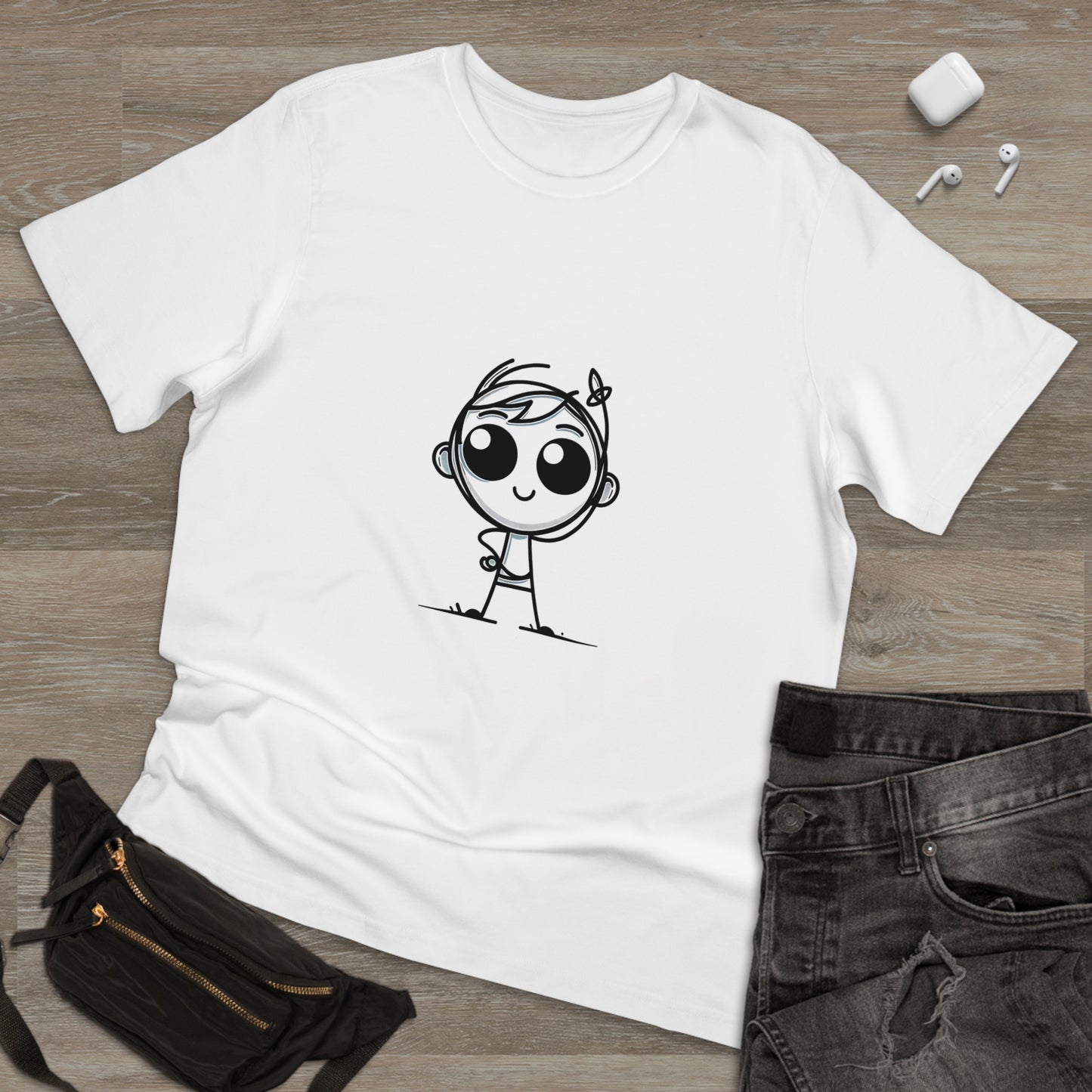 Cartoon Chic: Minimalist Line Art Tee