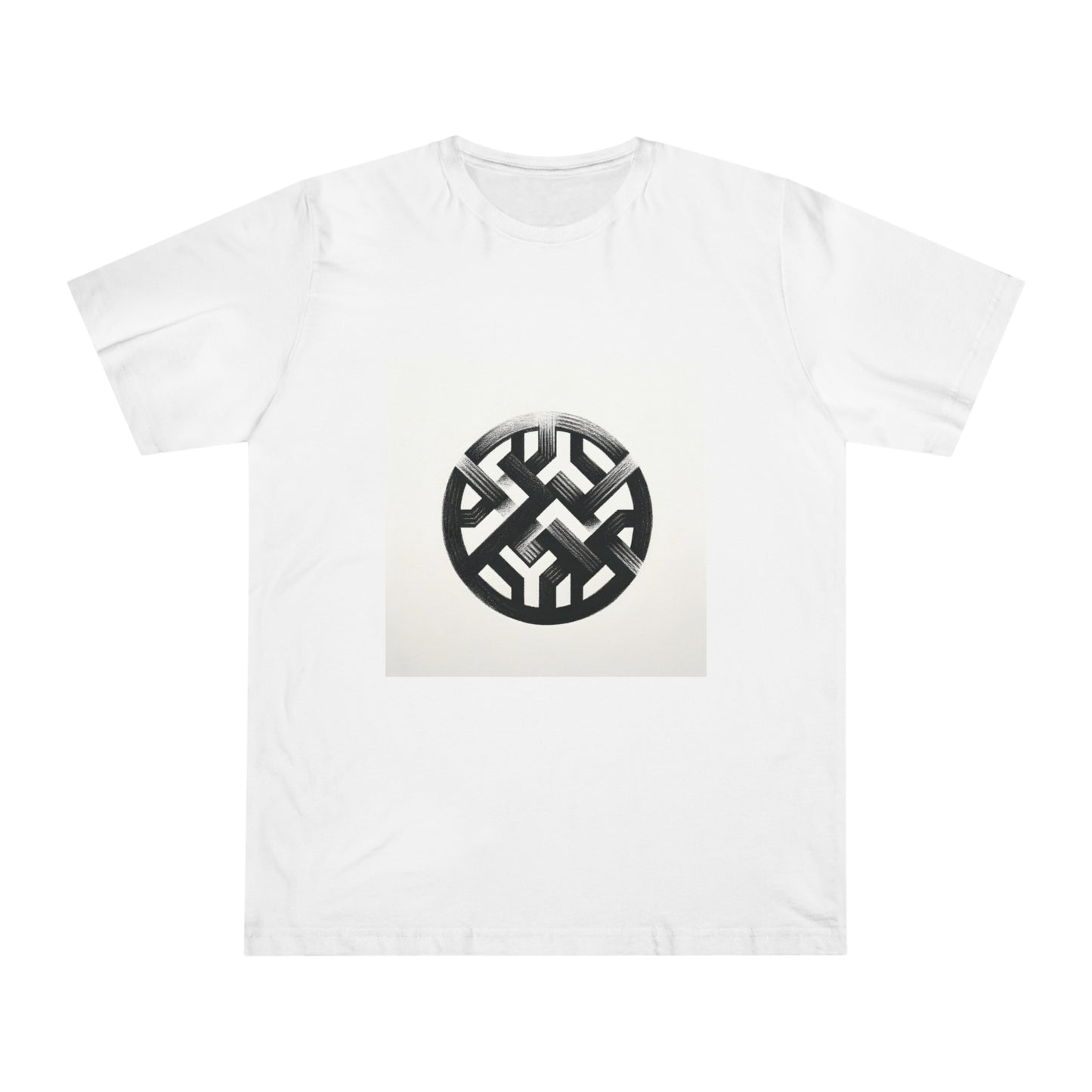 Monochrome Geometry: Handcrafted Charcoal Sketch T-Shirt
