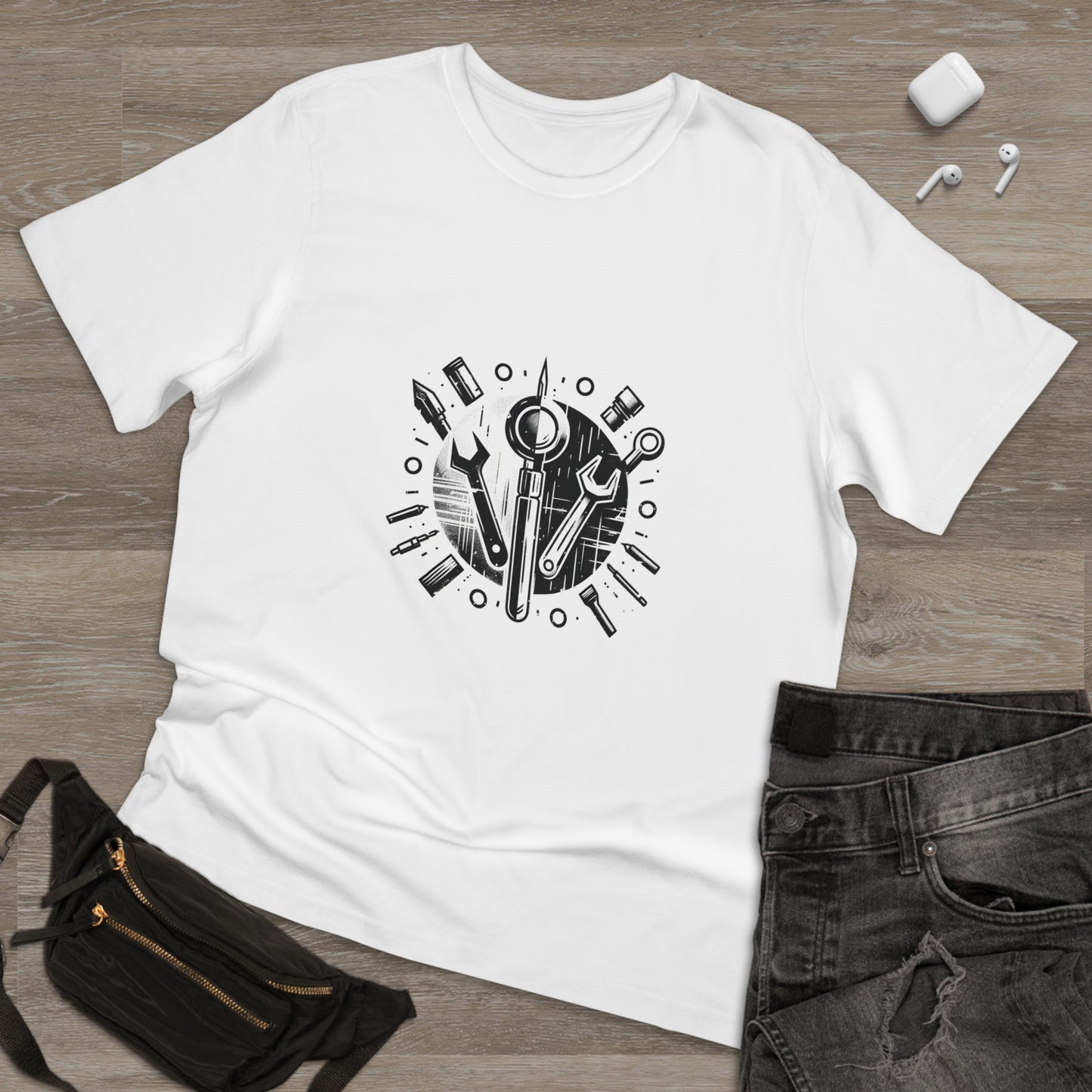 Minimalist Distressed DIY Elements Sketch Tee