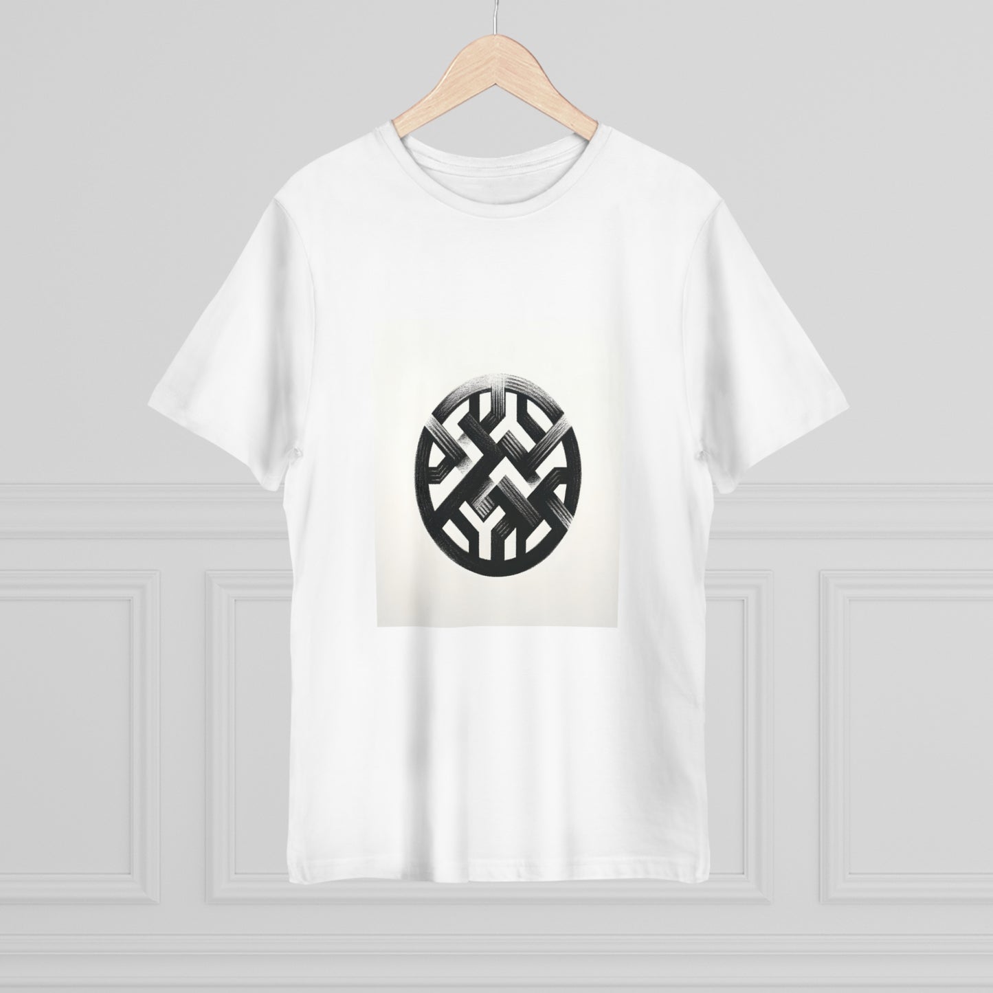 Monochrome Geometry: Handcrafted Charcoal Sketch T-Shirt