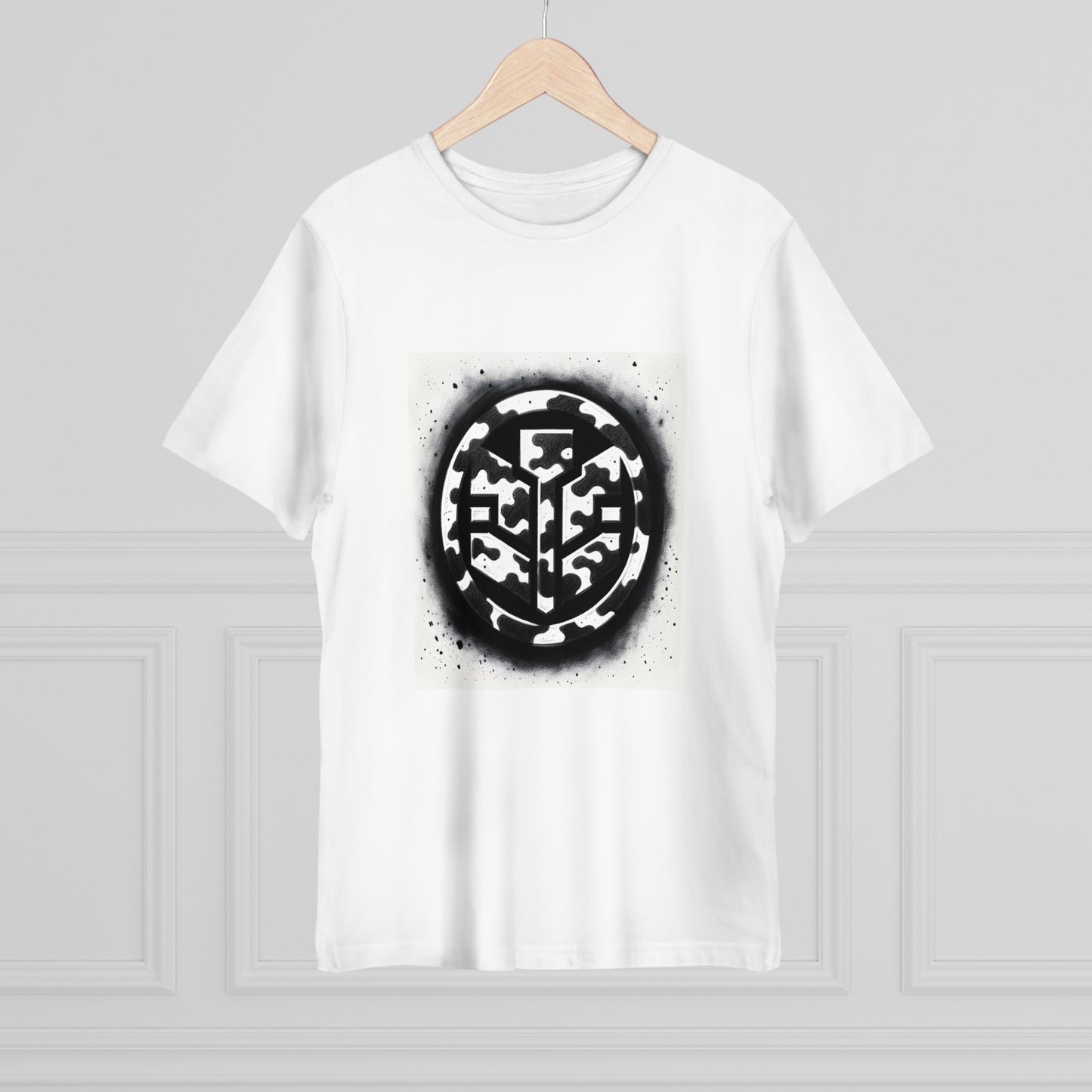 Urban Shadows: Monochrome Camo Charcoal Sketch T-Shirt
