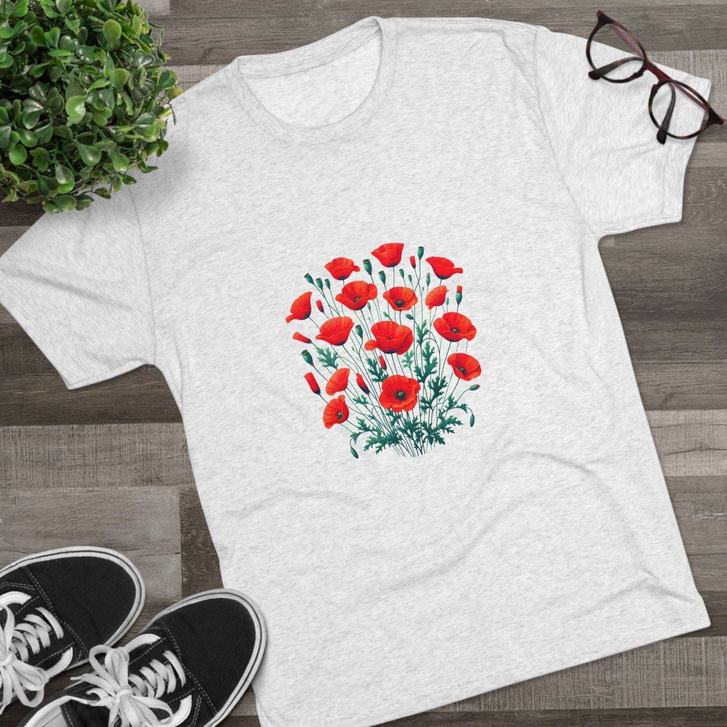 Blooming Red Poppies Garden Tee