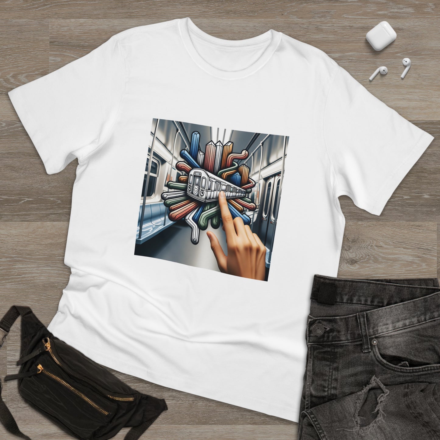 Urban Connections: Colorful Subway Finger Trails T-Shirt