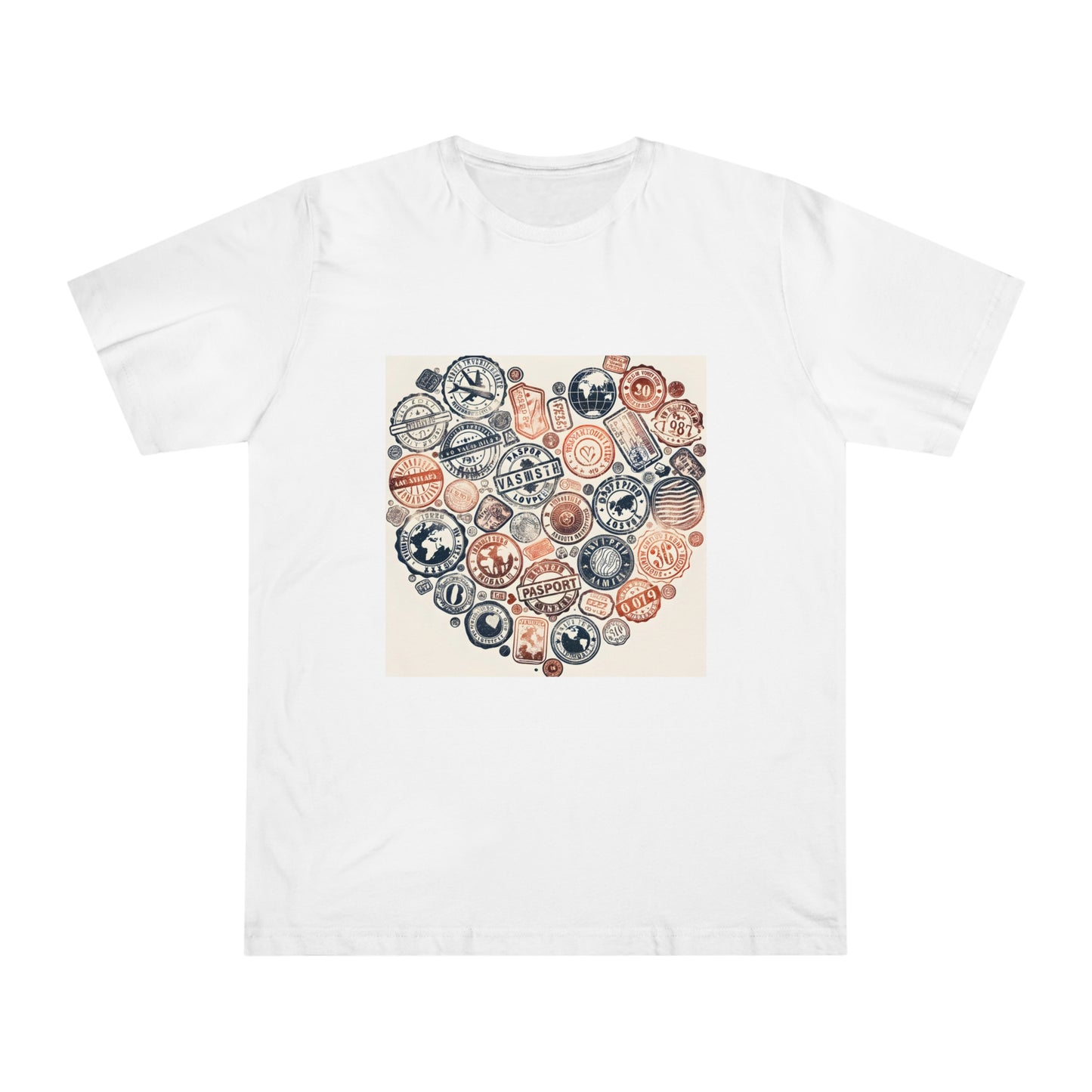 Wanderlust Worldly Stamp Collage Tee