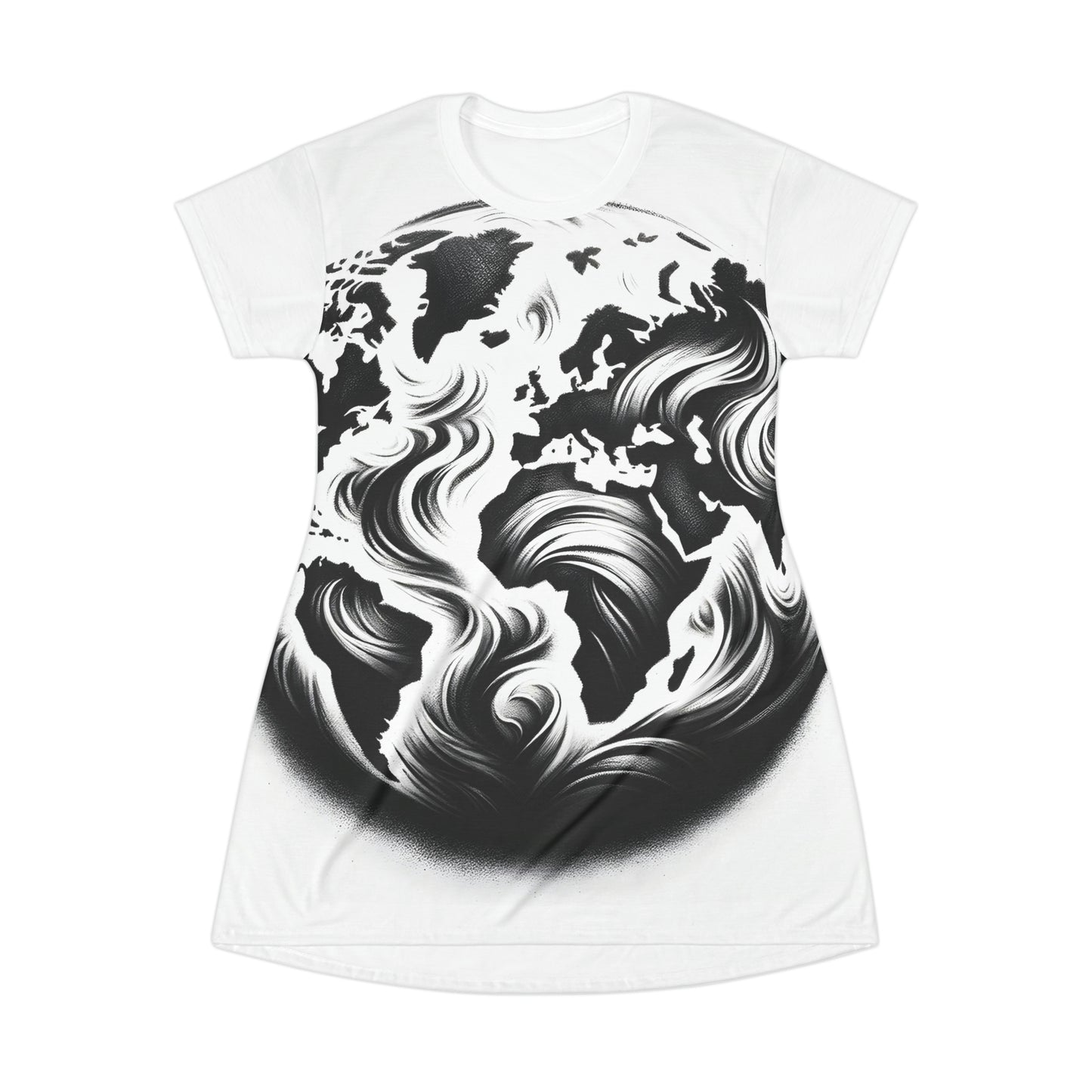 Worldly Shadows: Monochrome Map Masterpiece T-Shirt