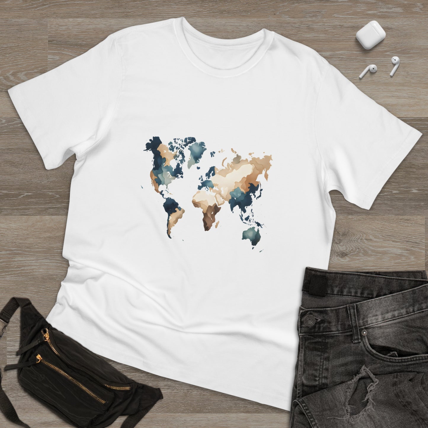 Watercolor Wanderlust: Navy Blue World Map