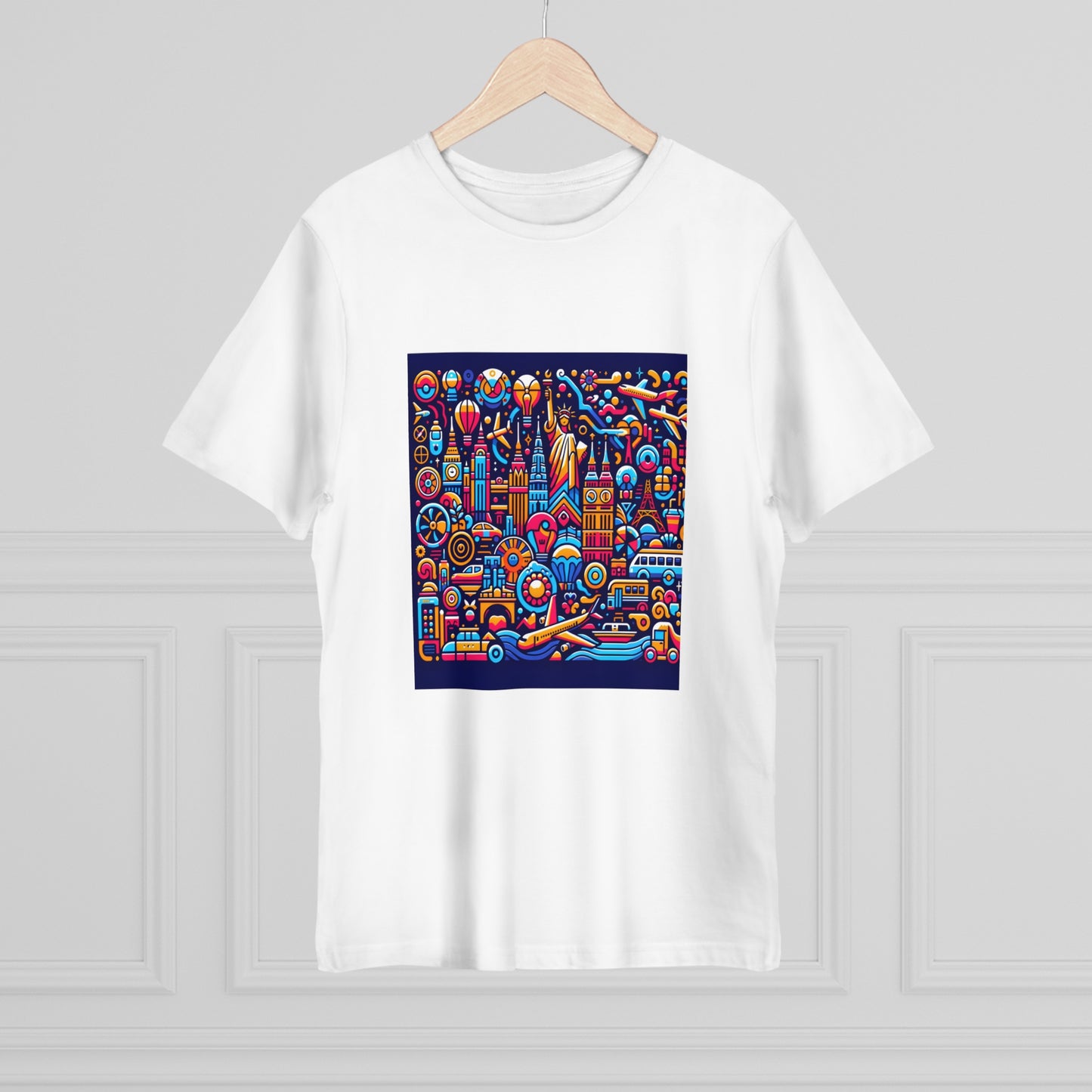 Neon Wanderlust: Acid Art Travel Icons T-Shirt