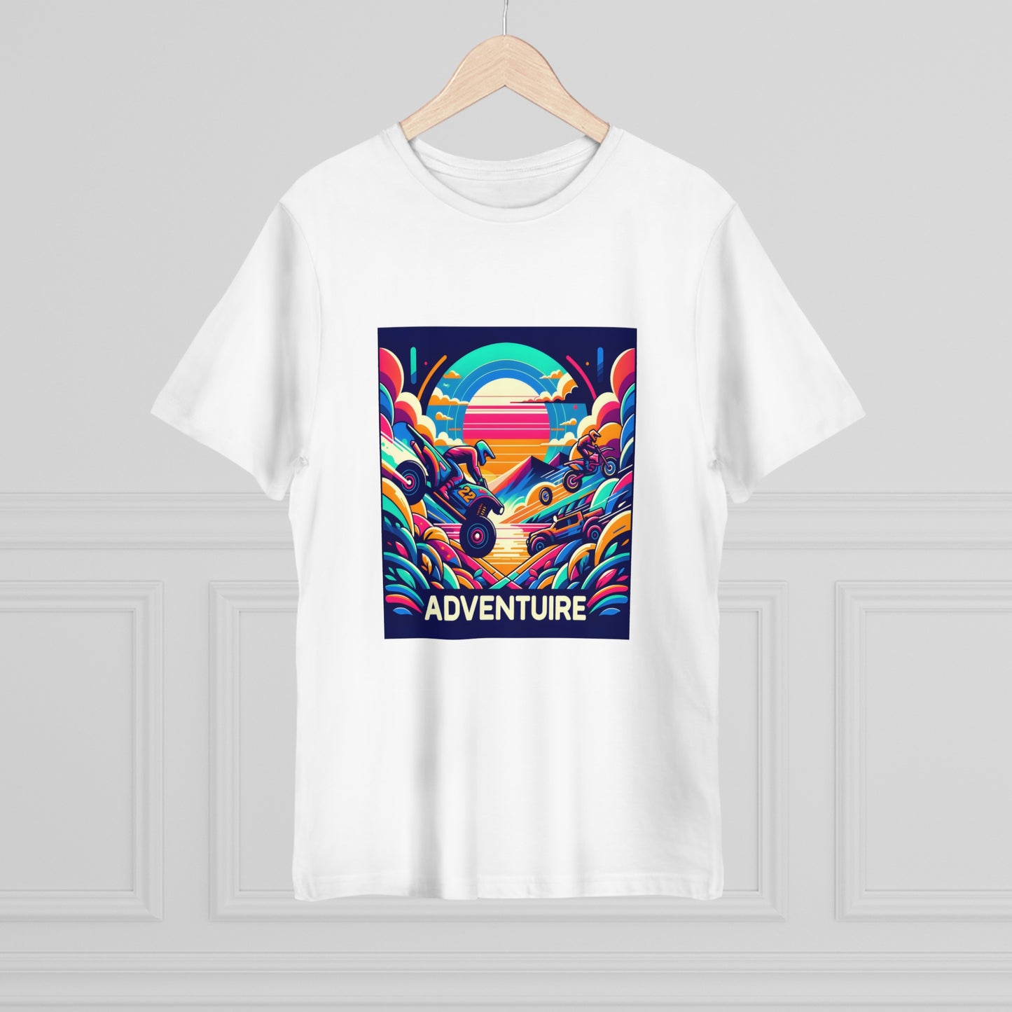 Neon Adventure Rush T-Shirt: Acid Art Extravaganza