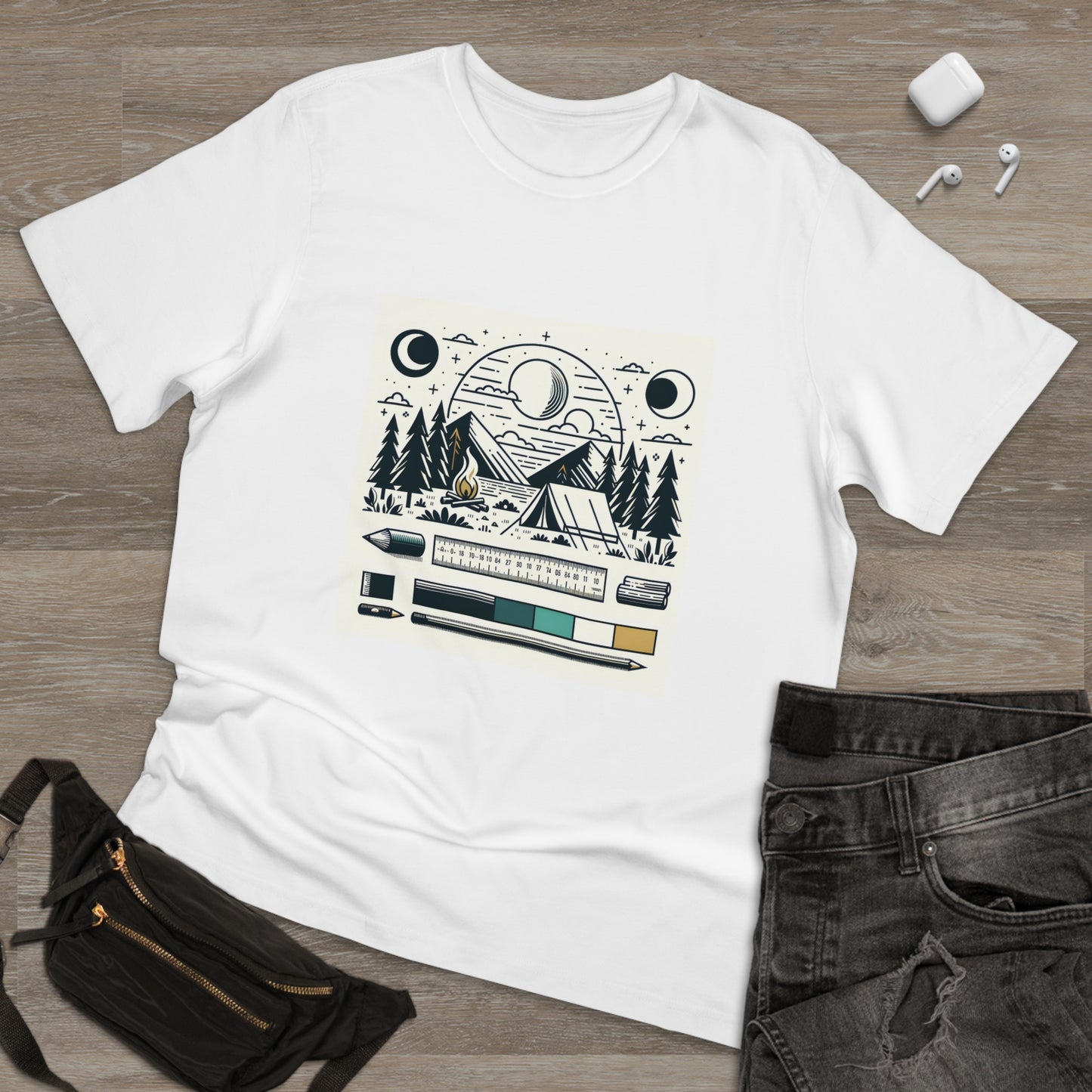Nature Escape: Minimalist Camping Vector Tee by Rob Janoff