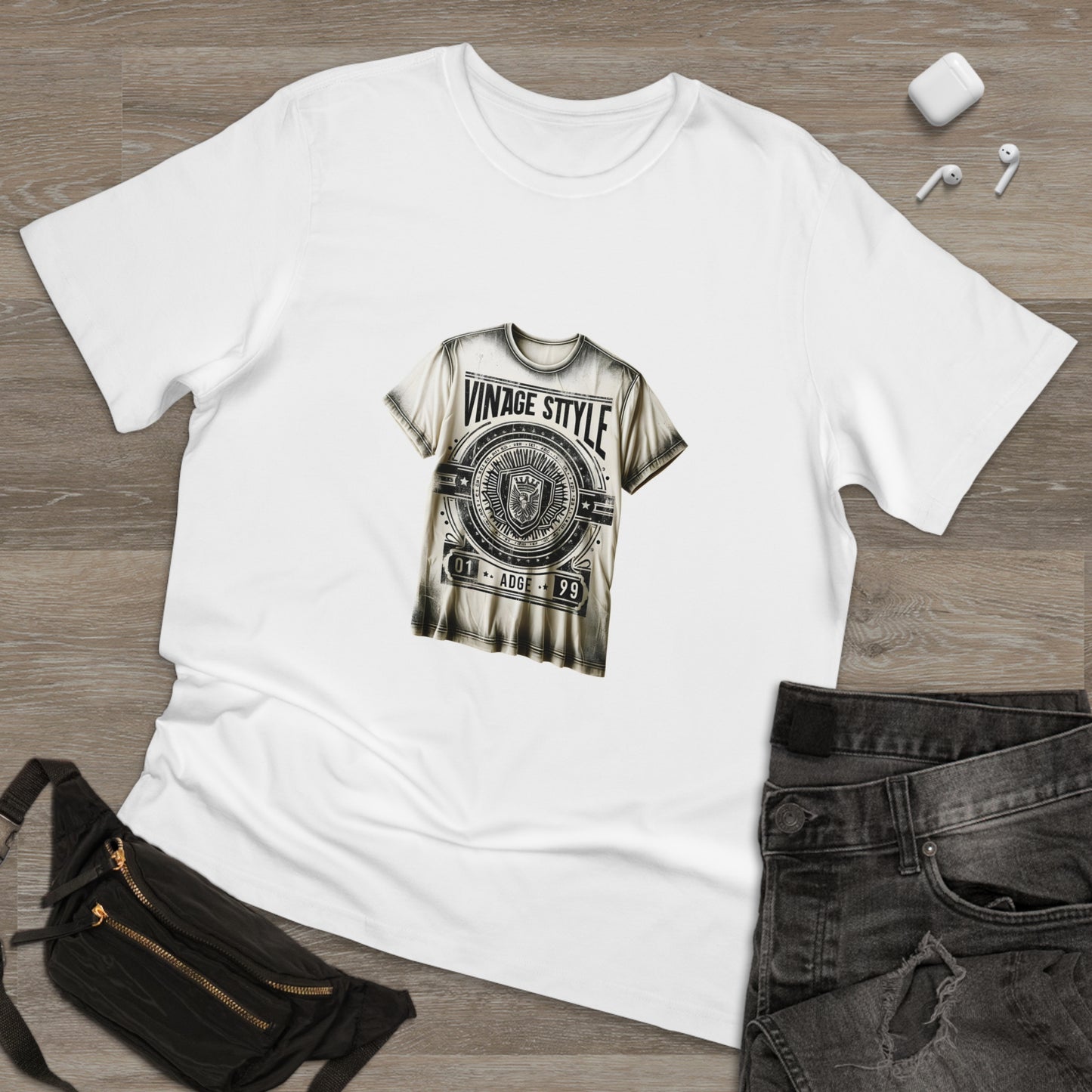 Retro Distressed Graphic Badge T-Shirt: Timeless Contour