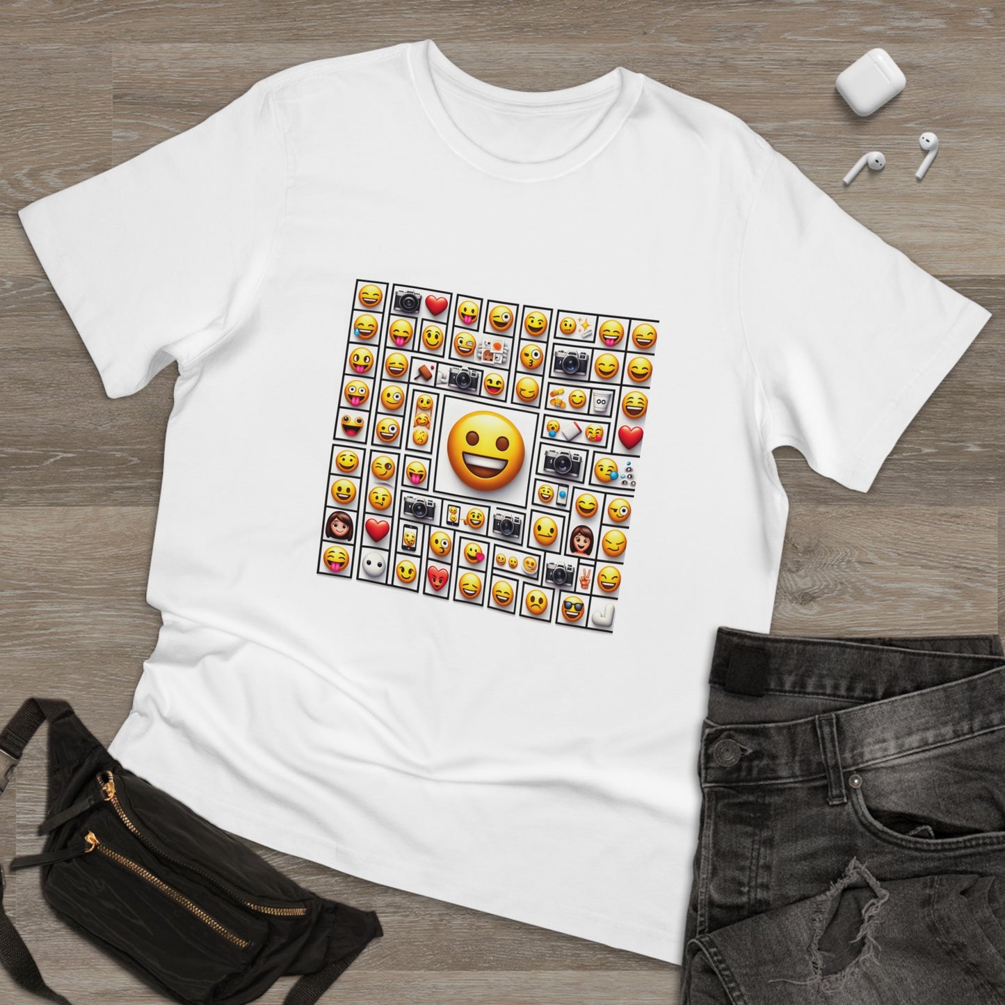 Emoji Fusion: Minimalistic Collage T-Shirt