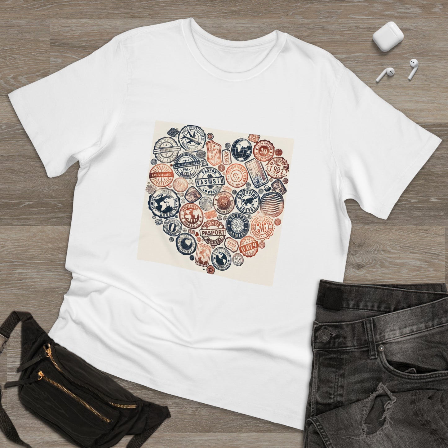 Wanderlust Worldly Stamp Collage Tee