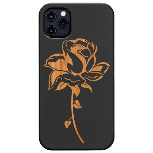 Rose With Leaf - Engraved