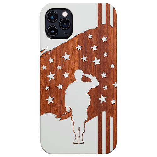 Soldier Saluting Flag - Engraved