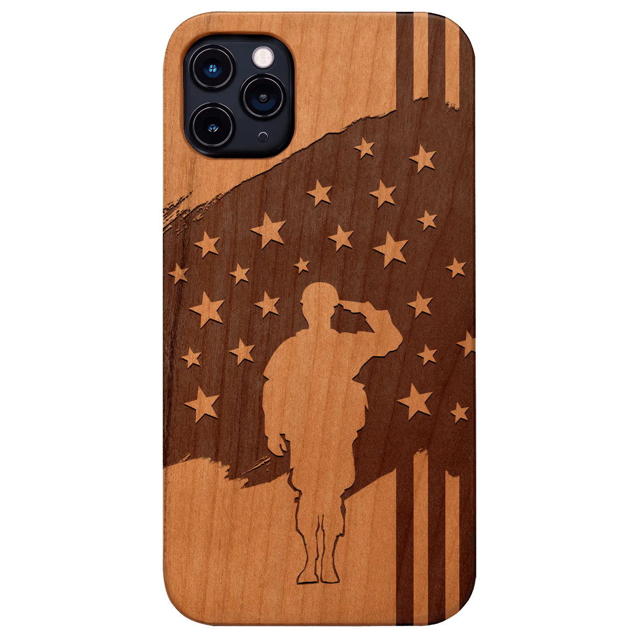 Soldier Saluting Flag - Engraved