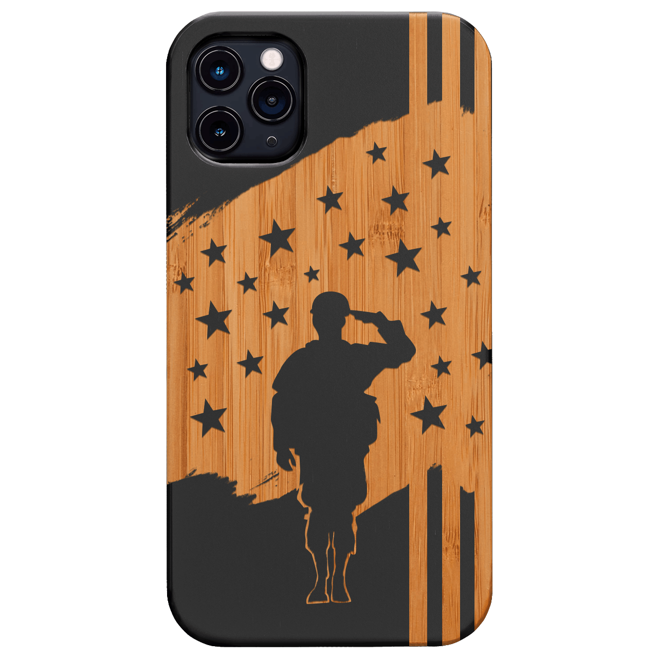 Soldier Saluting Flag - Engraved