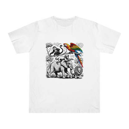 Wild Harmony: Whimsical Zoo Animal Collage T-Shirt