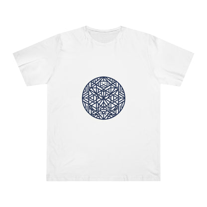 Geometric Nature Patterns: Indigo Monochrome Tee