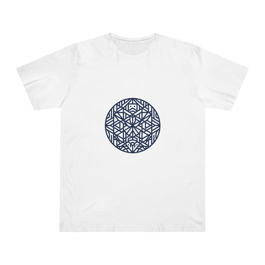 Geometric Nature Patterns: Indigo Monochrome Tee