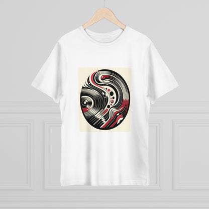 Vinyl Revival Retro Tee: Black, White, Crimson Contour
