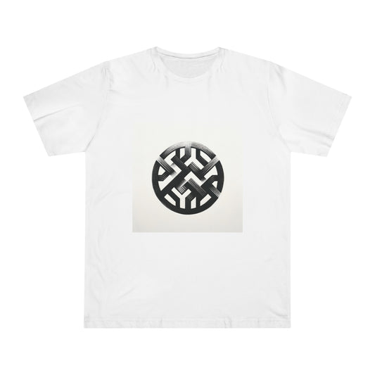 Monochrome Geometry: Handcrafted Charcoal Sketch T-Shirt