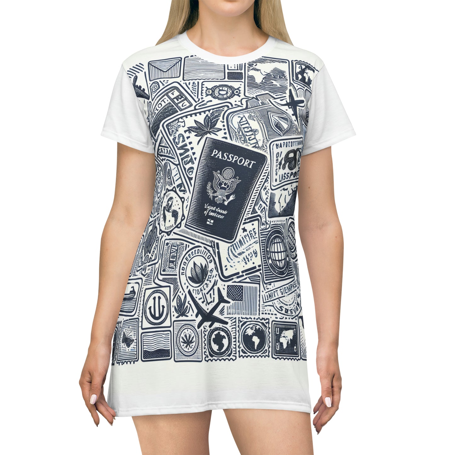 Passport Stamp Ensemble: Minimalistic Line Art T-Shirt