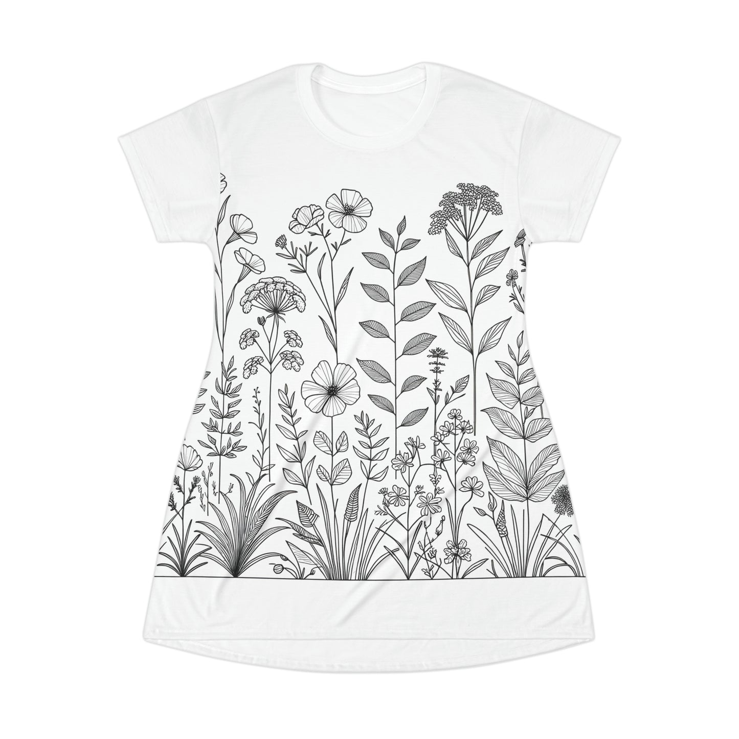 Botanical Serenity: Minimalistic Line Art T-Shirt