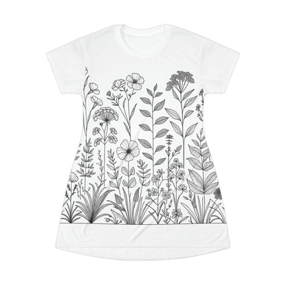 Botanical Serenity: Minimalistic Line Art T-Shirt