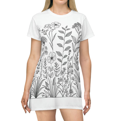 Botanical Serenity: Minimalistic Line Art T-Shirt