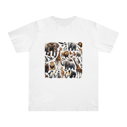 Wild Kingdom Fun: Cartoon Zoo Animal Collage Tee