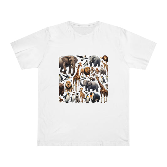 Wild Kingdom Fun: Cartoon Zoo Animal Collage Tee
