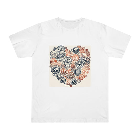Wanderlust Worldly Stamp Collage Tee