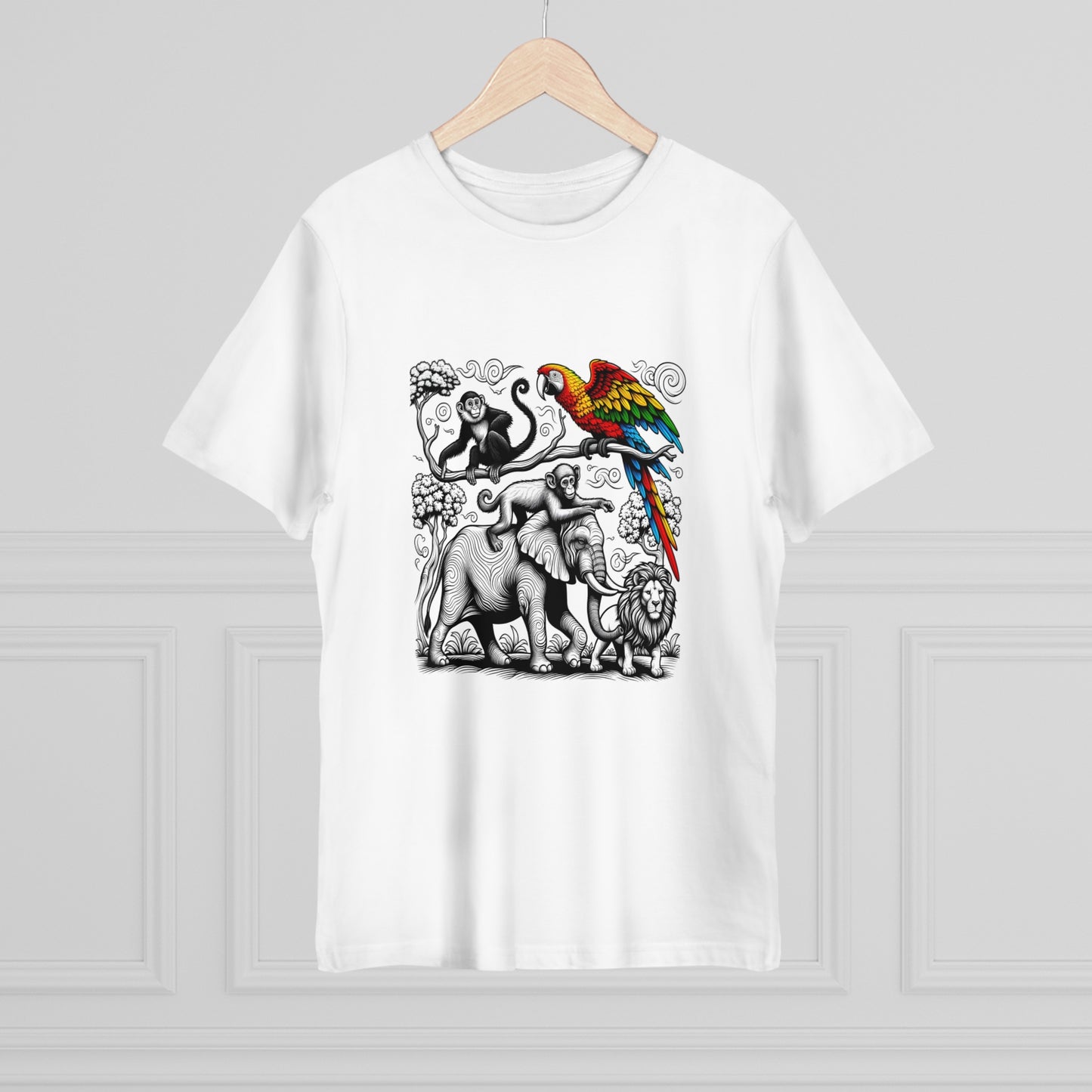 Wild Harmony: Whimsical Zoo Animal Collage T-Shirt
