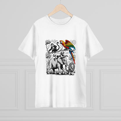 Wild Harmony: Whimsical Zoo Animal Collage T-Shirt