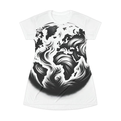 Worldly Shadows: Monochrome Map Masterpiece T-Shirt