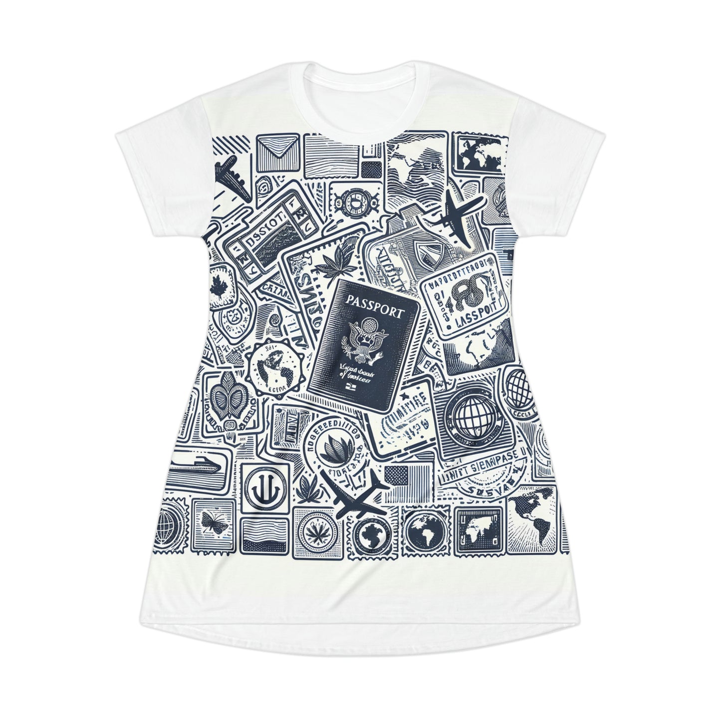 Passport Stamp Ensemble: Minimalistic Line Art T-Shirt