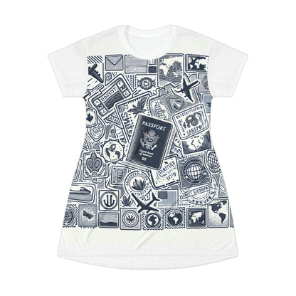 Passport Stamp Ensemble: Minimalistic Line Art T-Shirt