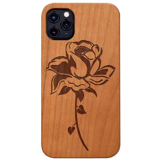 Rose With Leaf - Engraved